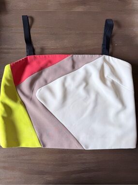 Milly Colorblock Crop Top | Neon Yellow, Coral & Blush | Size 6